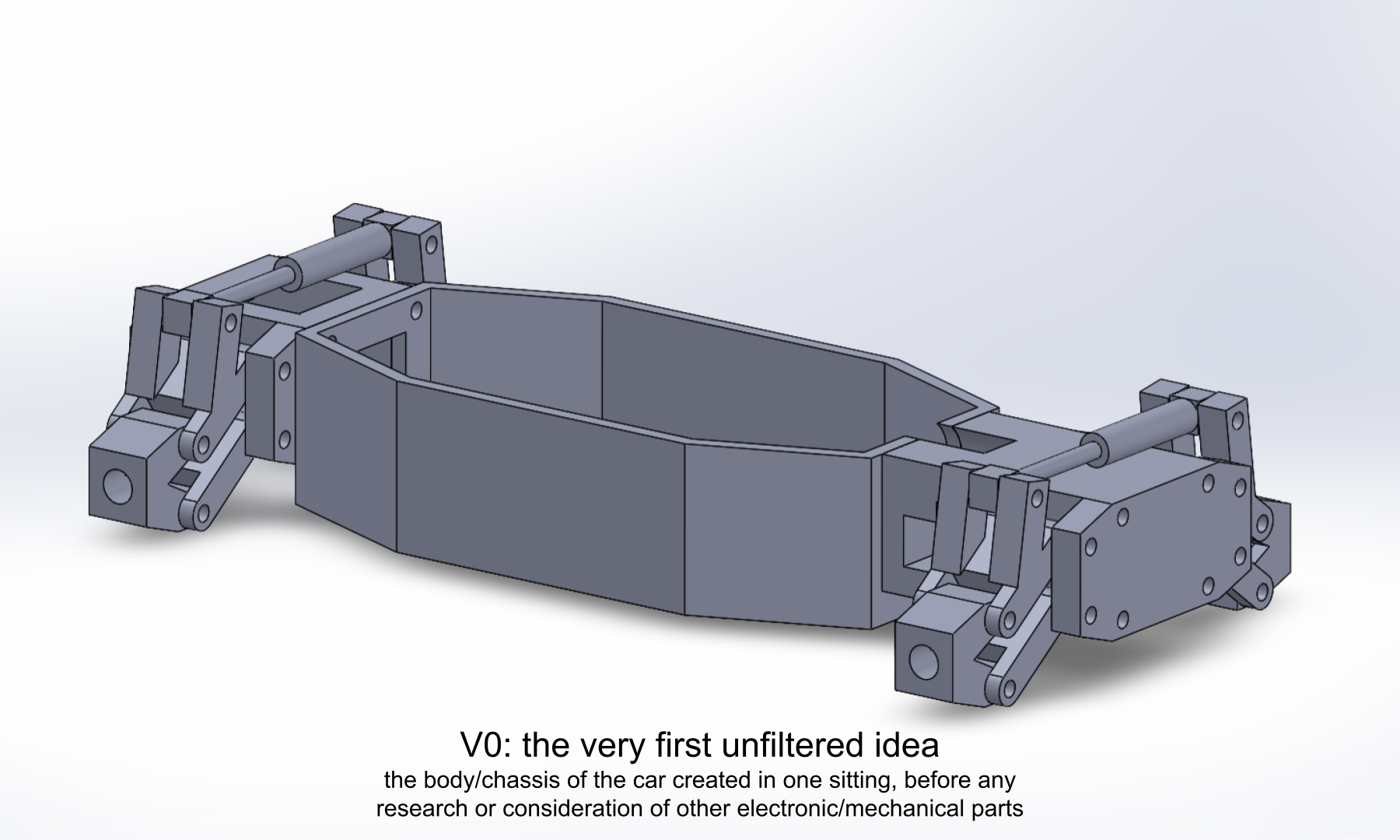 Initial unfiltered idea of the car body, before any research or consideration of electrical/mechanical parts