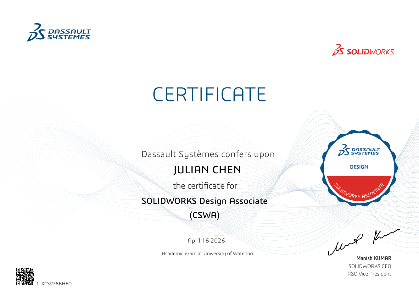 Certified SOLIDWORKS Associate (CSWA) Certification