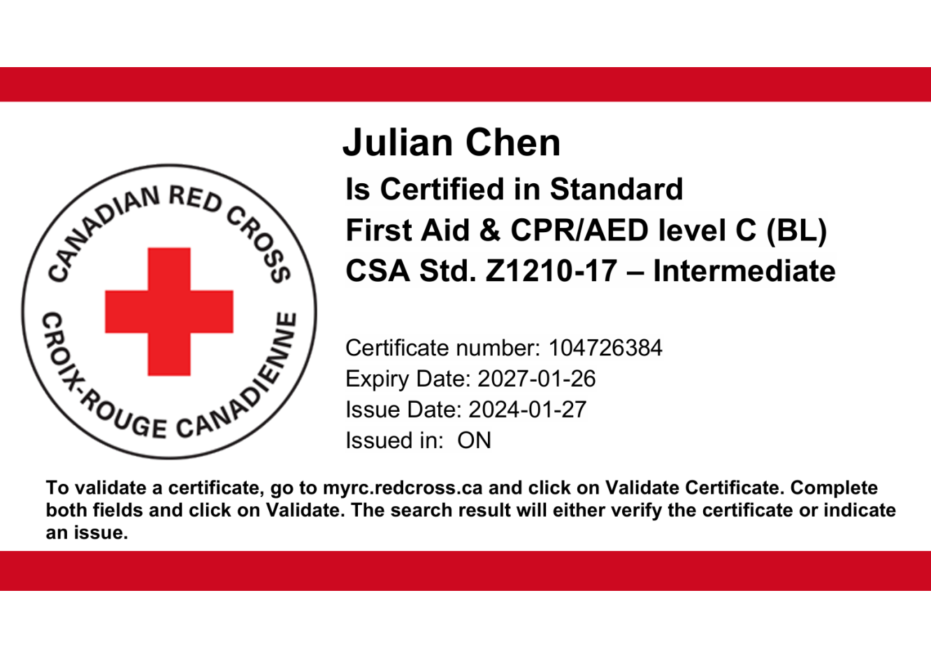 Standard First Aid & CPR/AED Level C Certification