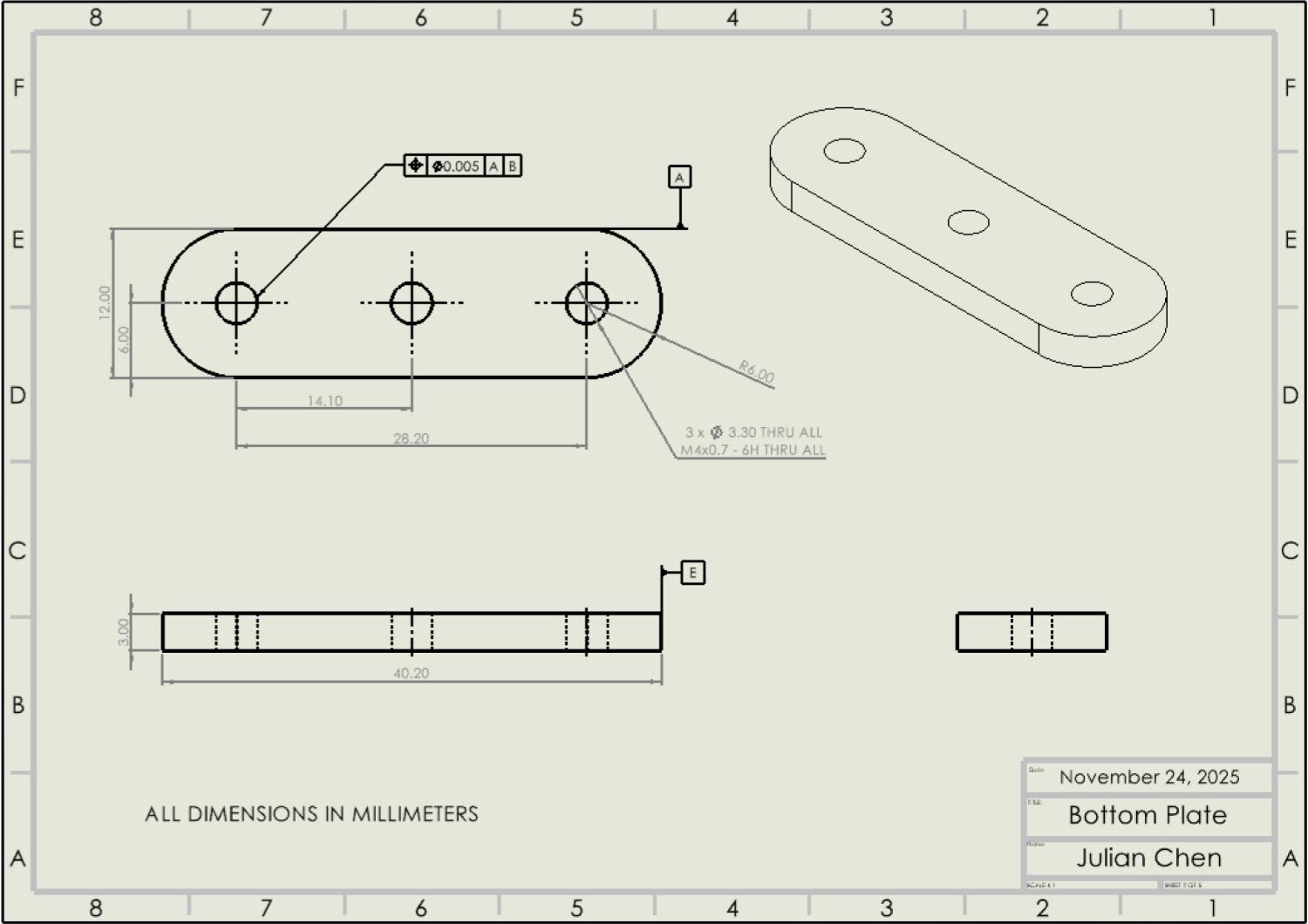 Keychain Bottom Plate Drawing