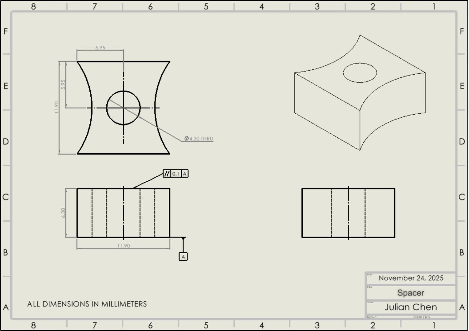 Keychain Spacer Drawing