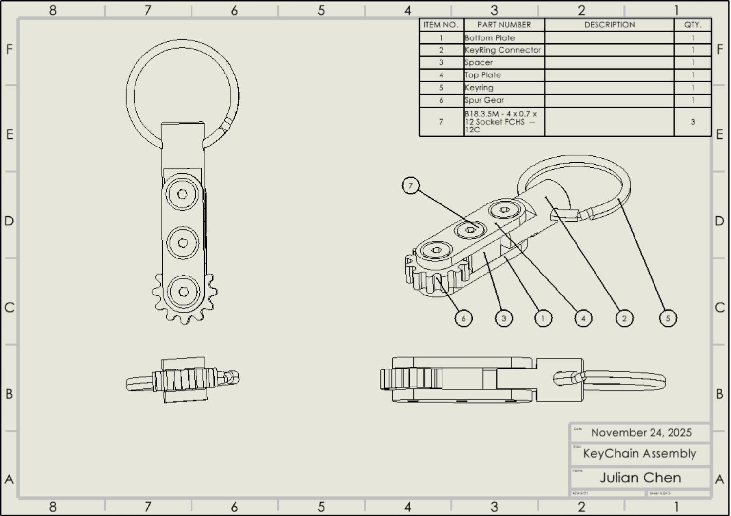 Keychain Assembly Drawing